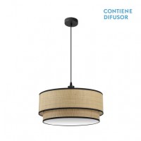 Distribuidor - Lâmpadas Diversas | Colgantes Rustica | COLGANTE ROQUE 3XE27 NATURAL/NEGRO REGX60X60 CM Ref: 172896009